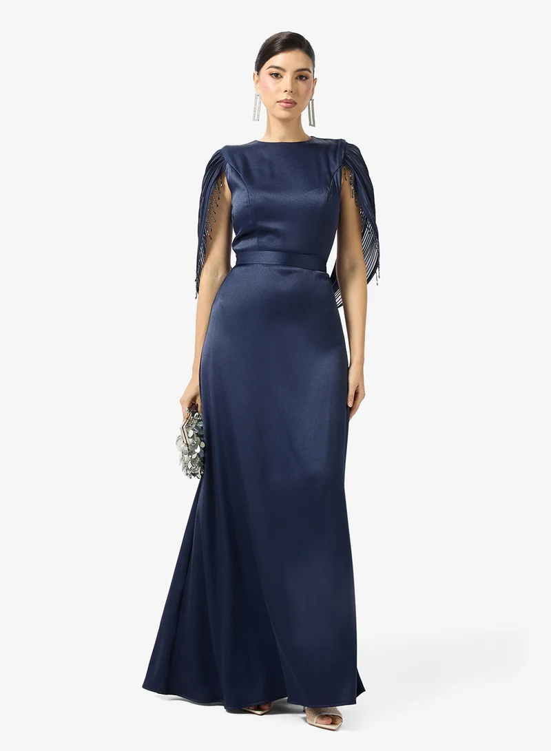 Namshi x Bead Embellished Statement Sleeve A Line Dress