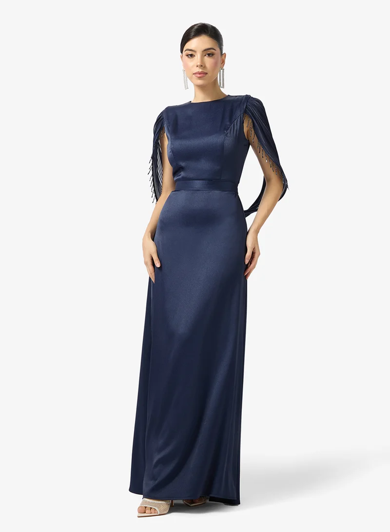 Namshi x Bead Embellished Statement Sleeve A Line Dress