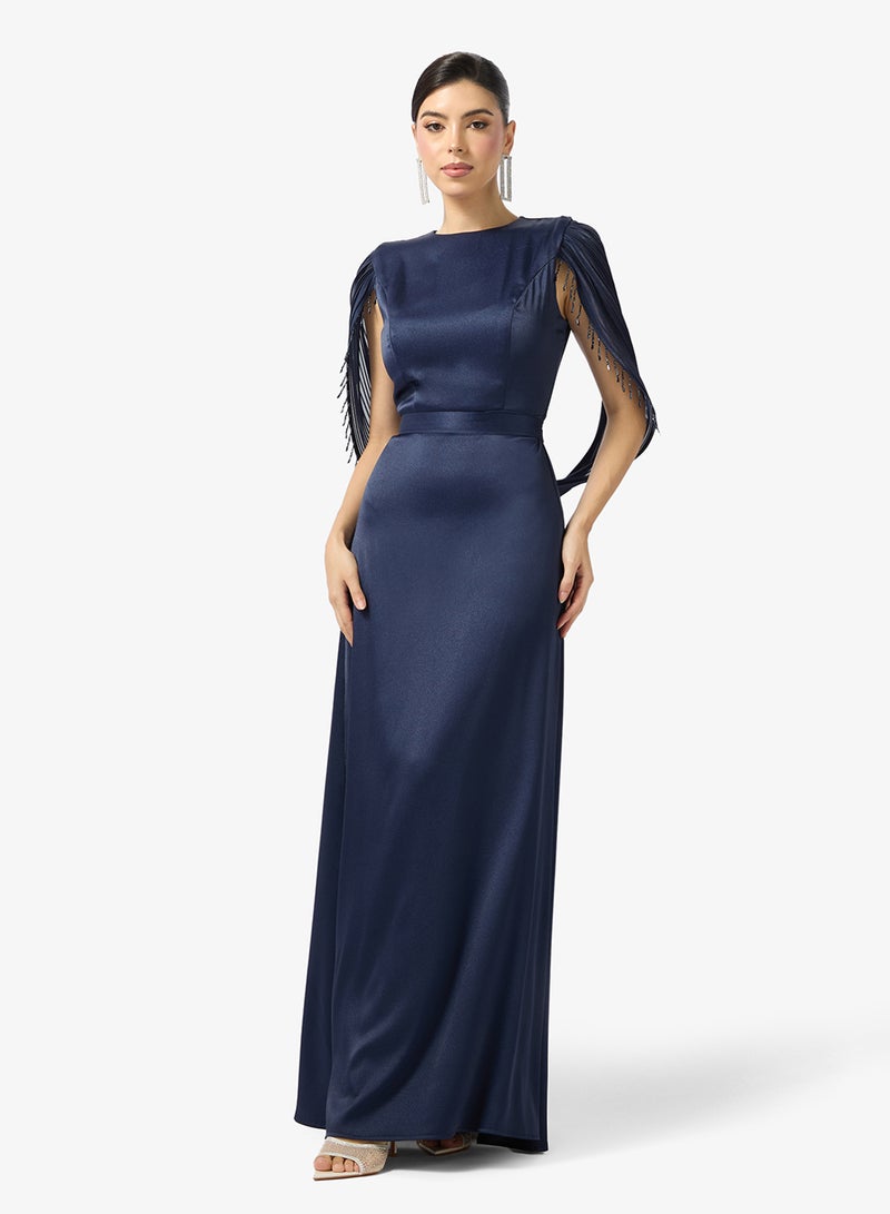 نمشي x فستان - بأكمام بارزة مزينة بالخرز - Image 1