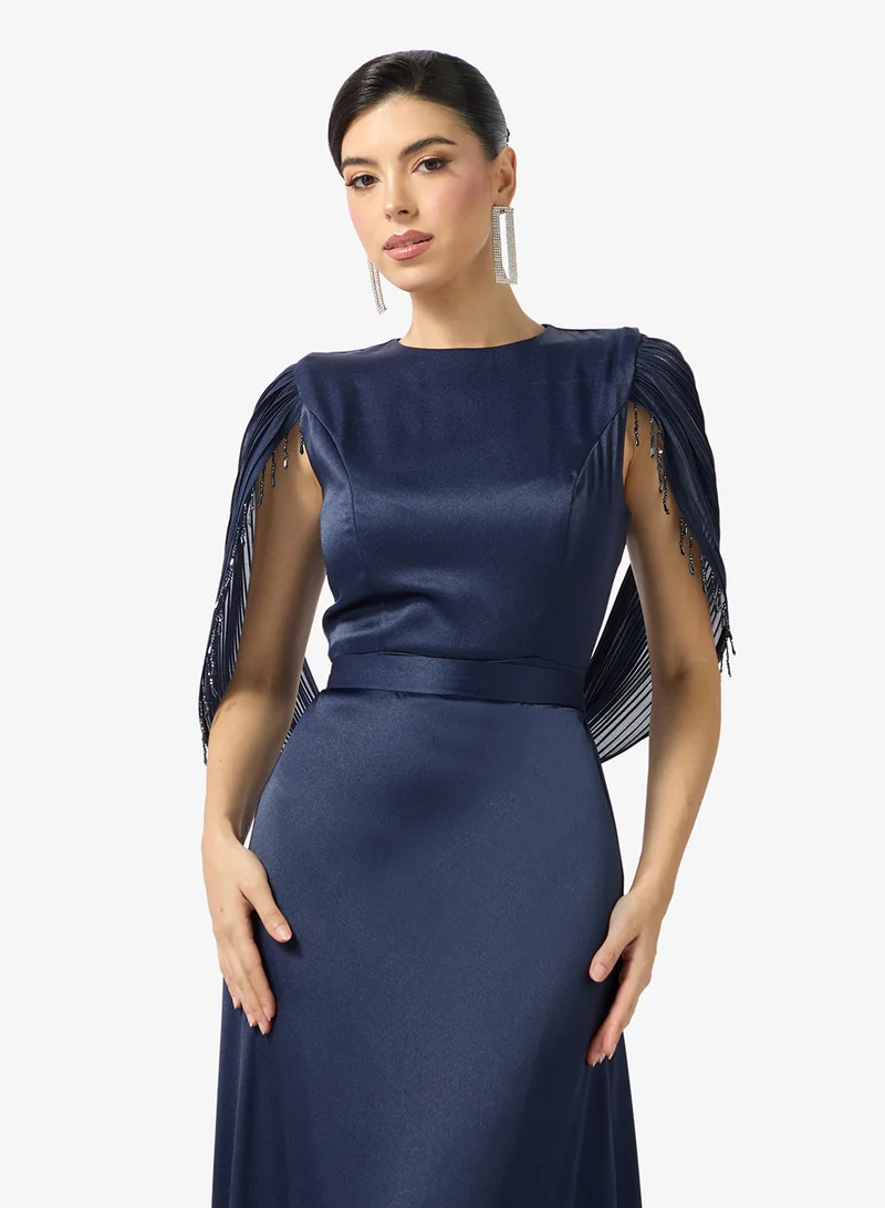 Namshi x Bead Embellished Statement Sleeve A Line Dress