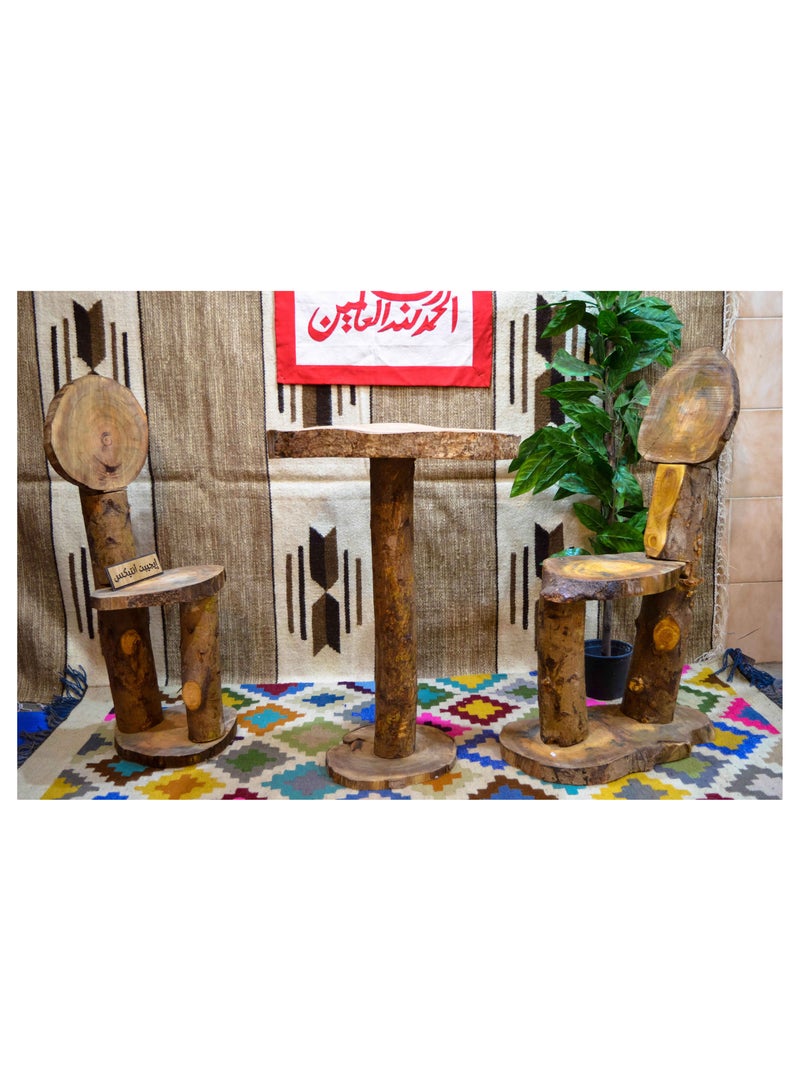 Egypt Antiques A set of 2 chairs + a table made of tree wood, 100% handmade, produced by Egypt Antiques  - Image 1