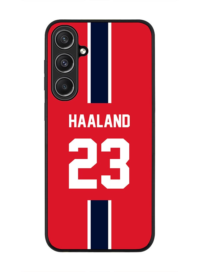Stylizedd Rugged Black Edge case for Samsung Galaxy S23 FE, Custom Slim fit Thin Phone Case Cover - Football Team - Norway, Player Name - Haaland - Image 1