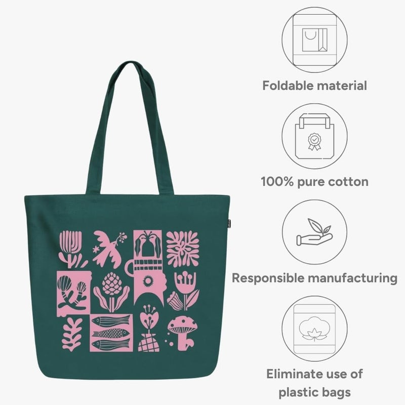 EcoRight Large Canvas Tote Bag for Women, Tote Handbags for Women with Zipper & Inner Pocket for College, Shopping, Office - Image 3