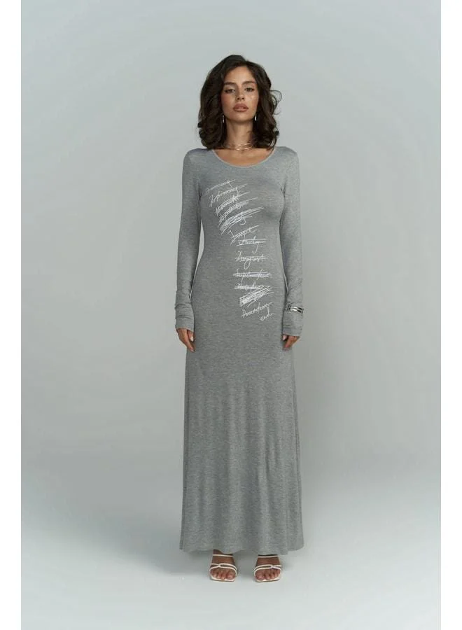 MAI STUDIOS CO.  Ceria Grey Long Dress for Women | Best Price UAE