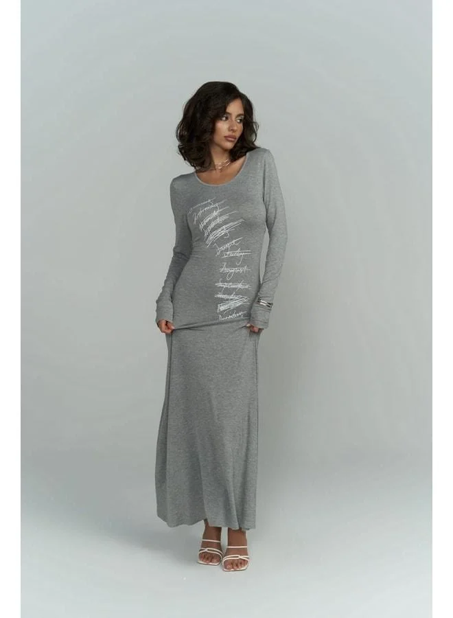 Ceria Grey Long Dress