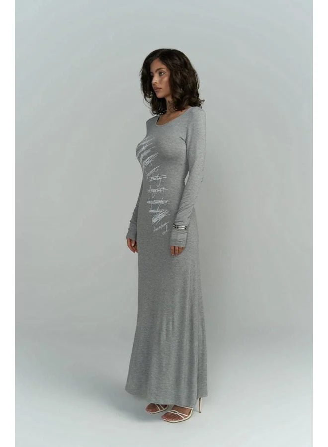 MAI STUDIOS CO.  Ceria Grey Long Dress for Women | Best Price UAE