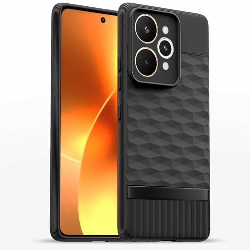 Pikkme Back Cover for Realme 15 Pro 5G Camera Protection 3D Hexa Cube Design Silicone Protective Bumper Case (Black) - Image 1