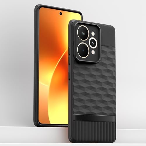 Pikkme Back Cover for Realme 15 Pro 5G Camera Protection 3D Hexa Cube Design Silicone Protective Bumper Case (Black) - Image 2