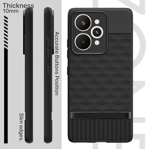 Pikkme Back Cover for Realme 15 Pro 5G Camera Protection 3D Hexa Cube Design Silicone Protective Bumper Case (Black) - Image 3