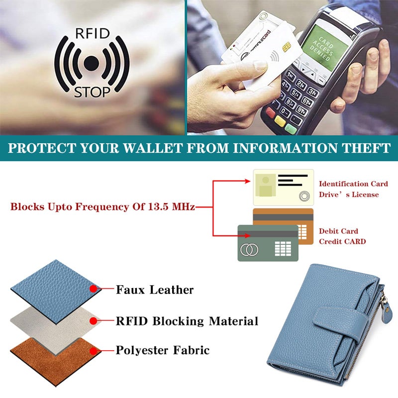 FALAN MULE Small Wallet for Women Leather Bifold Compact RFID Blocking Small Womens Wallet Purse - Image 5