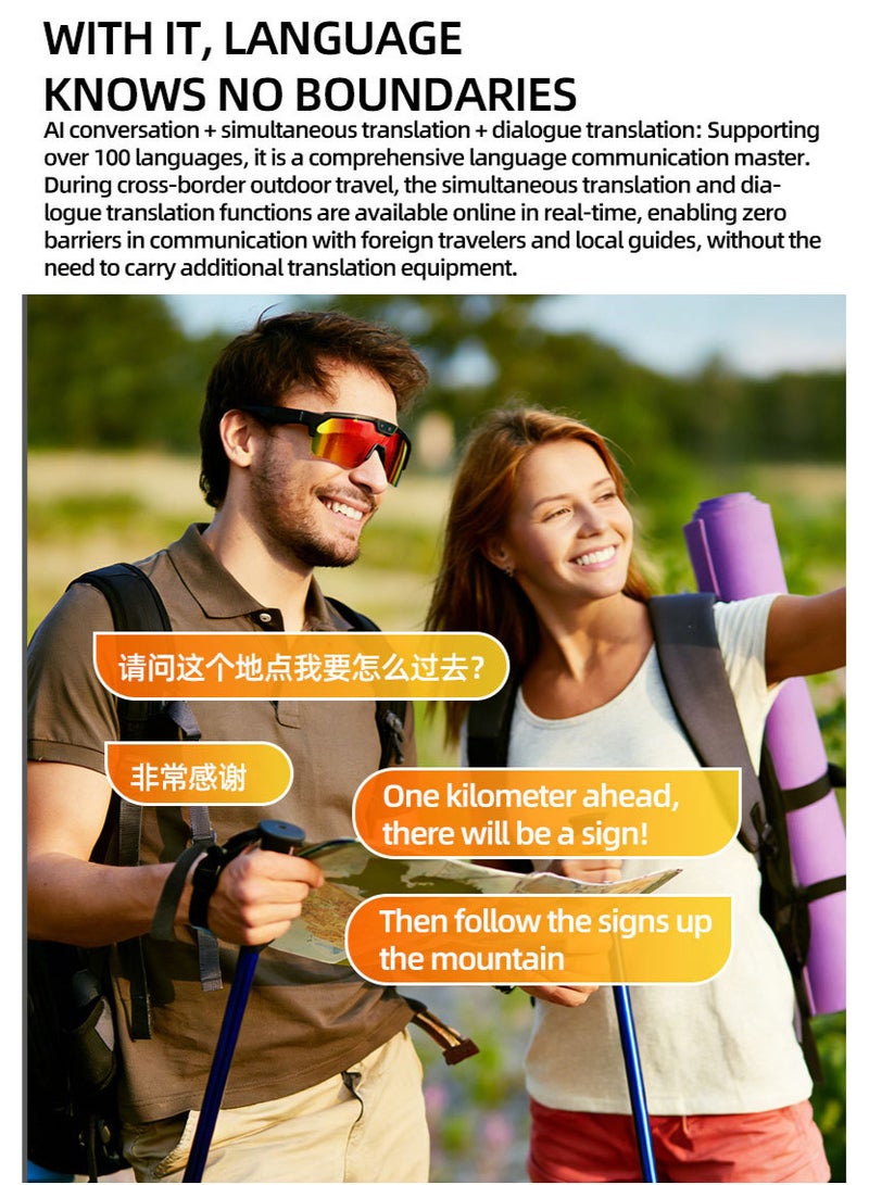 ZESITH Orange AI Smart Translation Sunglasses 800W HD Camera Video Recording Bluetooth Outdoor Cycling Skiing Fishing Glasses - Image 3