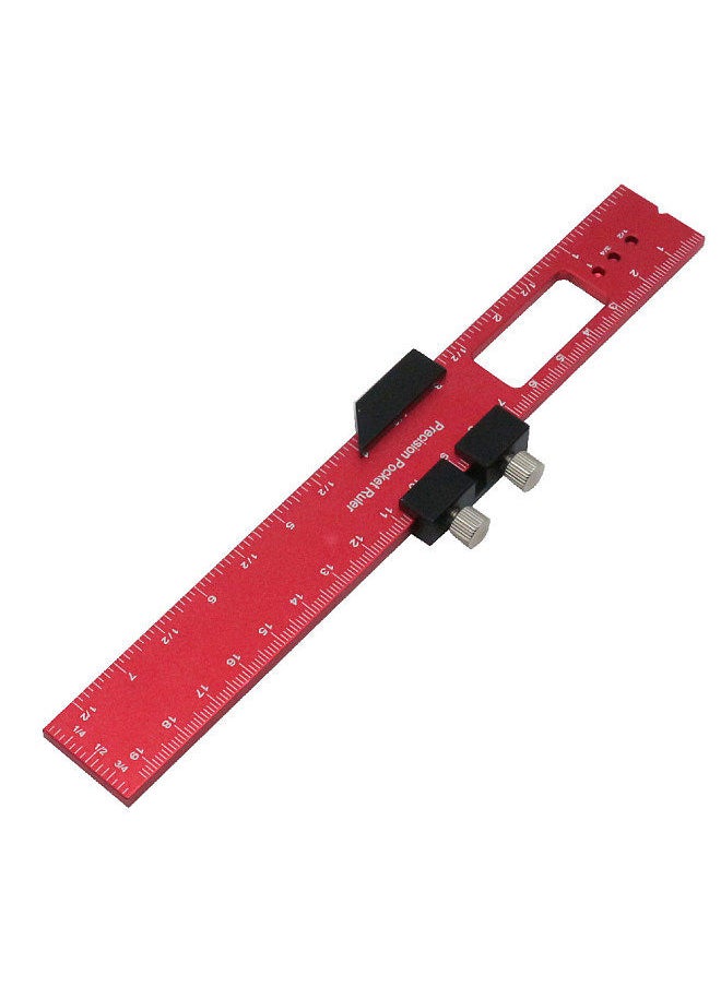 Generic Woodworking Scriber Positioning Scribing Gauge Ruler Aluminum Alloy Measuring Tool with Metric and Imperial Scales for Carpenter  - Image 1