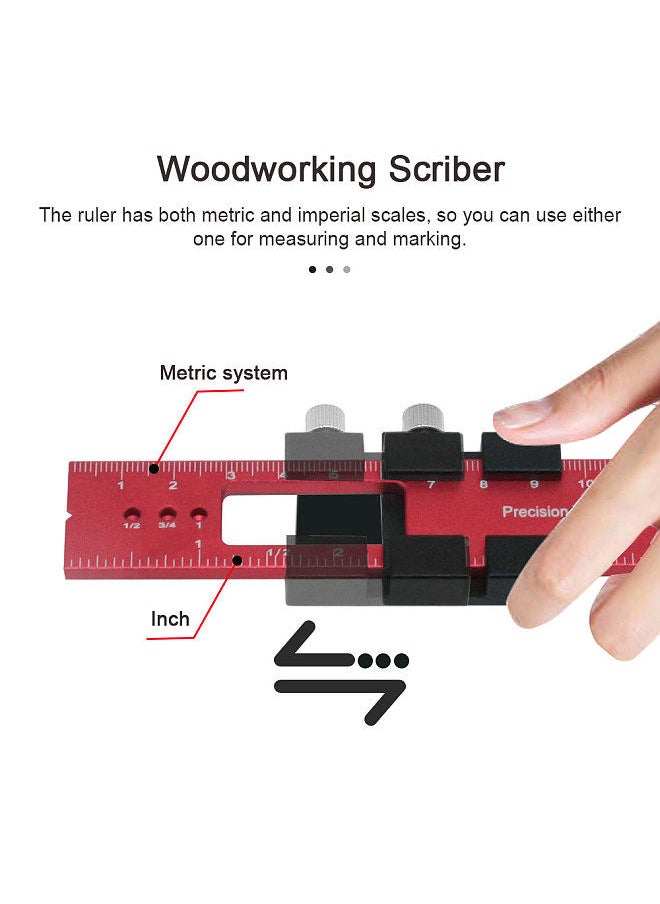 Generic Woodworking Scriber Positioning Scribing Gauge Ruler Aluminum Alloy Measuring Tool with Metric and Imperial Scales for Carpenter  - Image 4