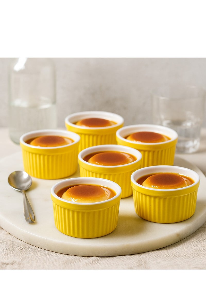 الأزرق جي دبليو أوعية رامكينز للكريمة برولي، أوعية رامكينز من البورسلين آمنة للخبز، أوعية رامكينز من البورسلين للخبز، أوعية رامكينز للخبز على الطراز الكلاسيكي، طقم من 6 قطع - Image 2