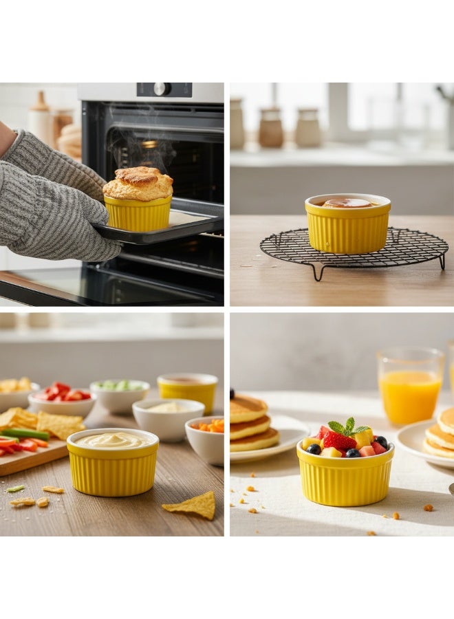 الأزرق جي دبليو أوعية رامكينز للكريمة برولي، أوعية رامكينز من البورسلين آمنة للخبز، أوعية رامكينز من البورسلين للخبز، أوعية رامكينز للخبز على الطراز الكلاسيكي، طقم من 6 قطع - Image 3