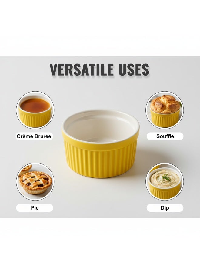 الأزرق جي دبليو أوعية رامكينز للكريمة برولي، أوعية رامكينز من البورسلين آمنة للخبز، أوعية رامكينز من البورسلين للخبز، أوعية رامكينز للخبز على الطراز الكلاسيكي، طقم من 6 قطع - Image 1