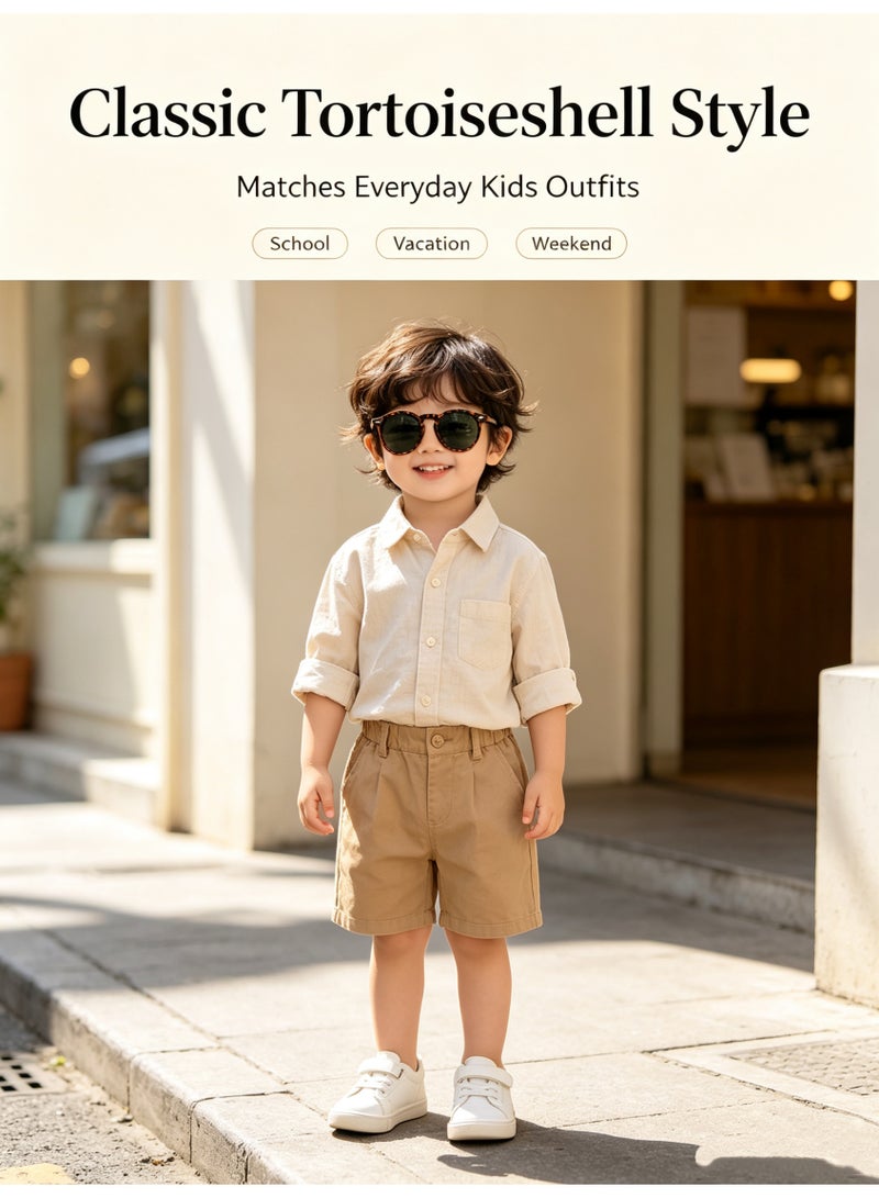 Dubery Kids Vintage Tortoise Round Polarized Sunglasses, Flexible Bendable TR90 Frame Rivet Decor UV400 Protection Boys Girls Outdoor Driving Beach Sun Glasses - Image 4
