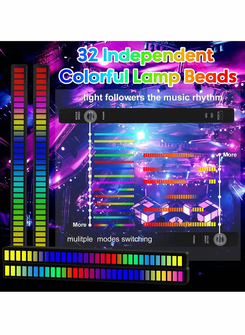 Loquat RGB Sound Control Light, 2 Pcs Rechargeable RGB Voice-Activated Pickup Rhythm Light, Creative Colorful LED Ambient Light, 32 Bit Music Pickup for Car Laptop Party Outdoor Gaming - Image 2