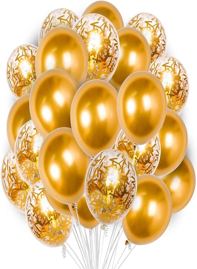 Secret Confetti Metallic Gold Balloons - 60 Pieces, Gold