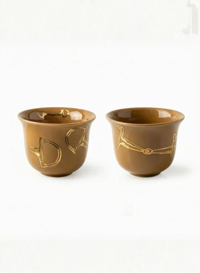 صلصال Set of 2 Fares Arabic Coffee Cups - Havane Brown
