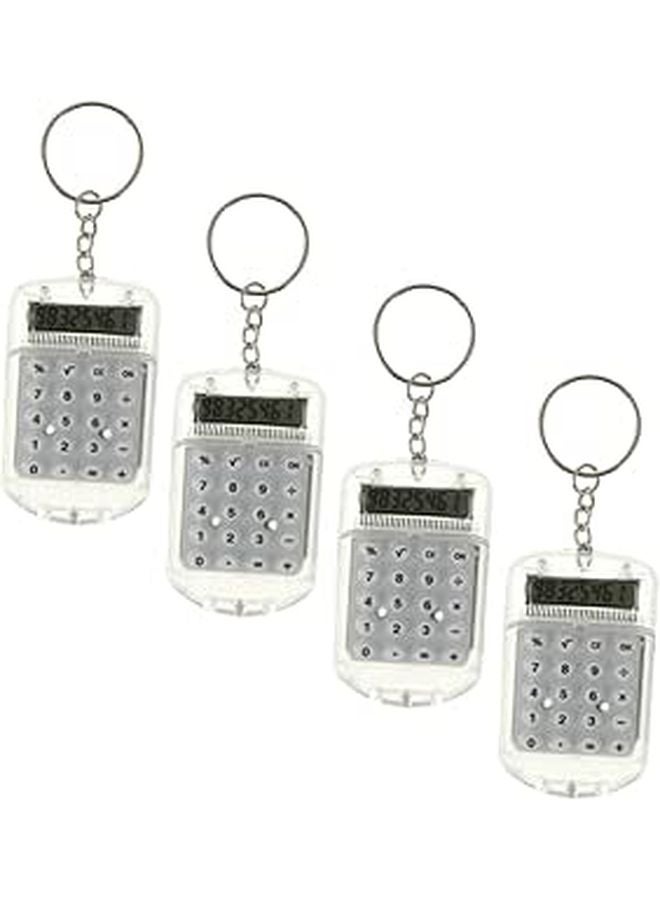 4 Pack Mini Keychain Calculator 8 Digit Pocket Calculator With Cover For School Office Travel - Image 1