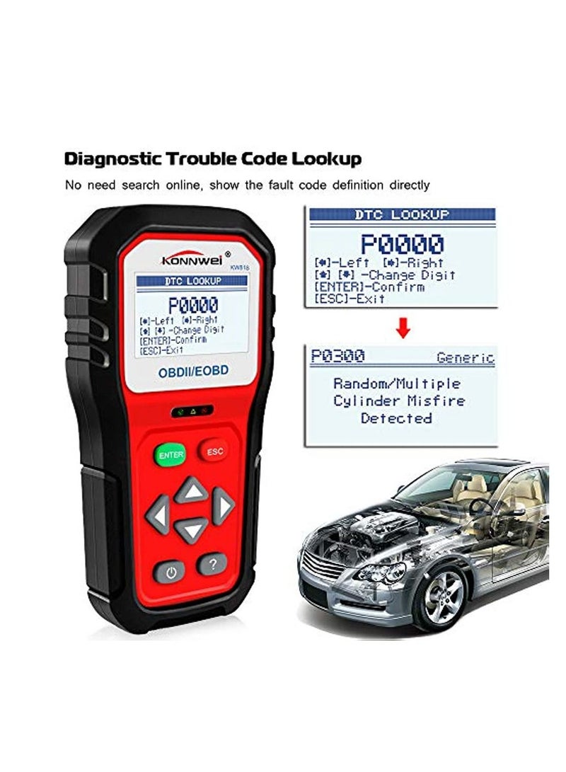 كونوي KW818 obd2 الماسح الضوئي قارئ رمز الشاشة الكبيرة - Image 5