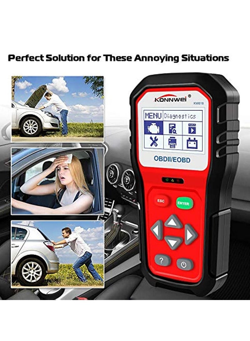 كونوي KW818 obd2 الماسح الضوئي قارئ رمز الشاشة الكبيرة - Image 3