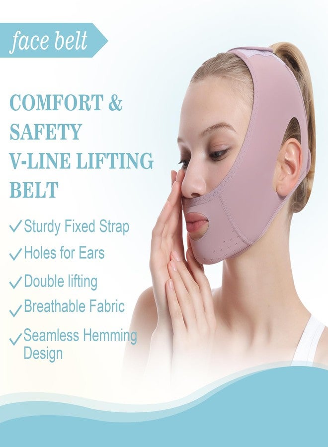 JANMISI Face Lift Belt, Facial Lifting Band Cooling Effect Face Lift Strap, Outline Lifting Shaping Face Bandage Chin Up Face Lifting Breathable V Shaped Belt (Purple) - Image 2