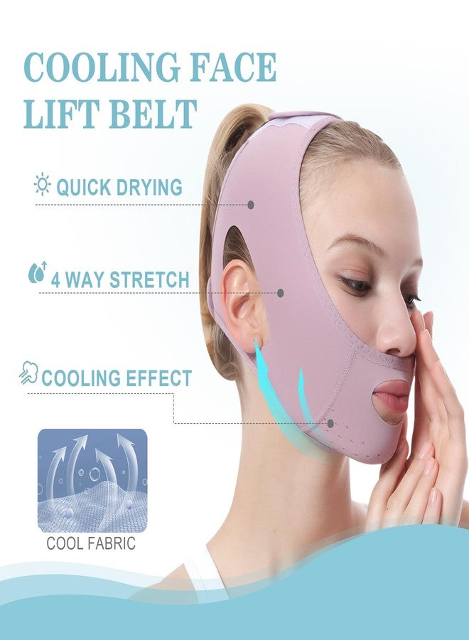 JANMISI Face Lift Belt, Facial Lifting Band Cooling Effect Face Lift Strap, Outline Lifting Shaping Face Bandage Chin Up Face Lifting Breathable V Shaped Belt (Purple) - Image 5