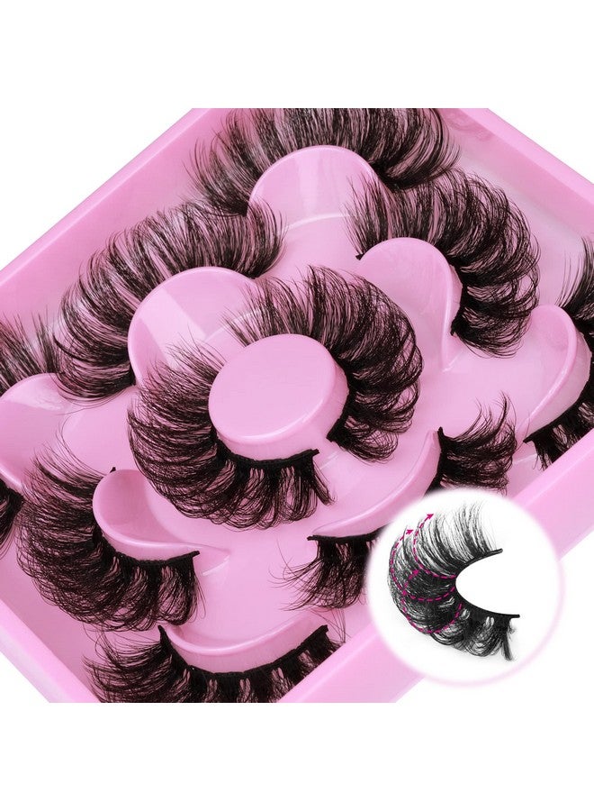 Focipeysa Dramatic Eyelashes Fluffy Faux Mink Lashes 22Mm Long False Eyelashes D Curl Eyelashes That Look Like Extension 5 Pairs Pack - Image 5