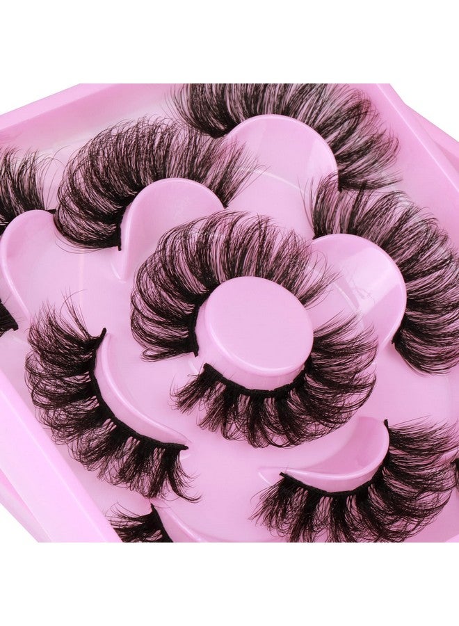 Focipeysa Dramatic Eyelashes Fluffy Faux Mink Lashes 22Mm Long False Eyelashes D Curl Eyelashes That Look Like Extension 5 Pairs Pack - Image 3