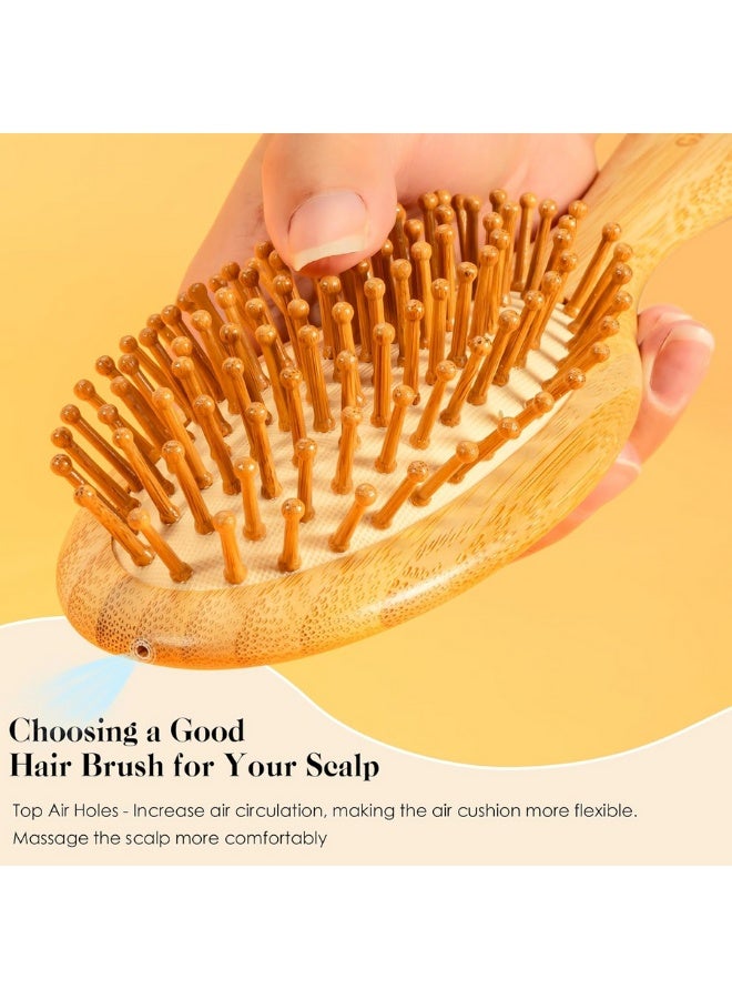 فرشاة شعر خشبية من الخيزران الطبيعي لنمو الشعر وتدليك فروة الرأس - فرشاة مسطحة (Paddle) بأسنان خيزران مستديرة تفك التشابك وتقلل من الهيشان لجميع أنواع الشعر (مبلل أو جاف) | مقبض مريح ومستدام صديق للبيئة للنساء والرجال والأطفال. - Image 5