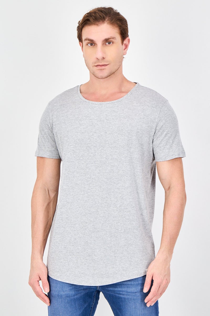LEE Men Round Neck Short Sleeve Heather T-Shirt, Heather Grey - Image 1