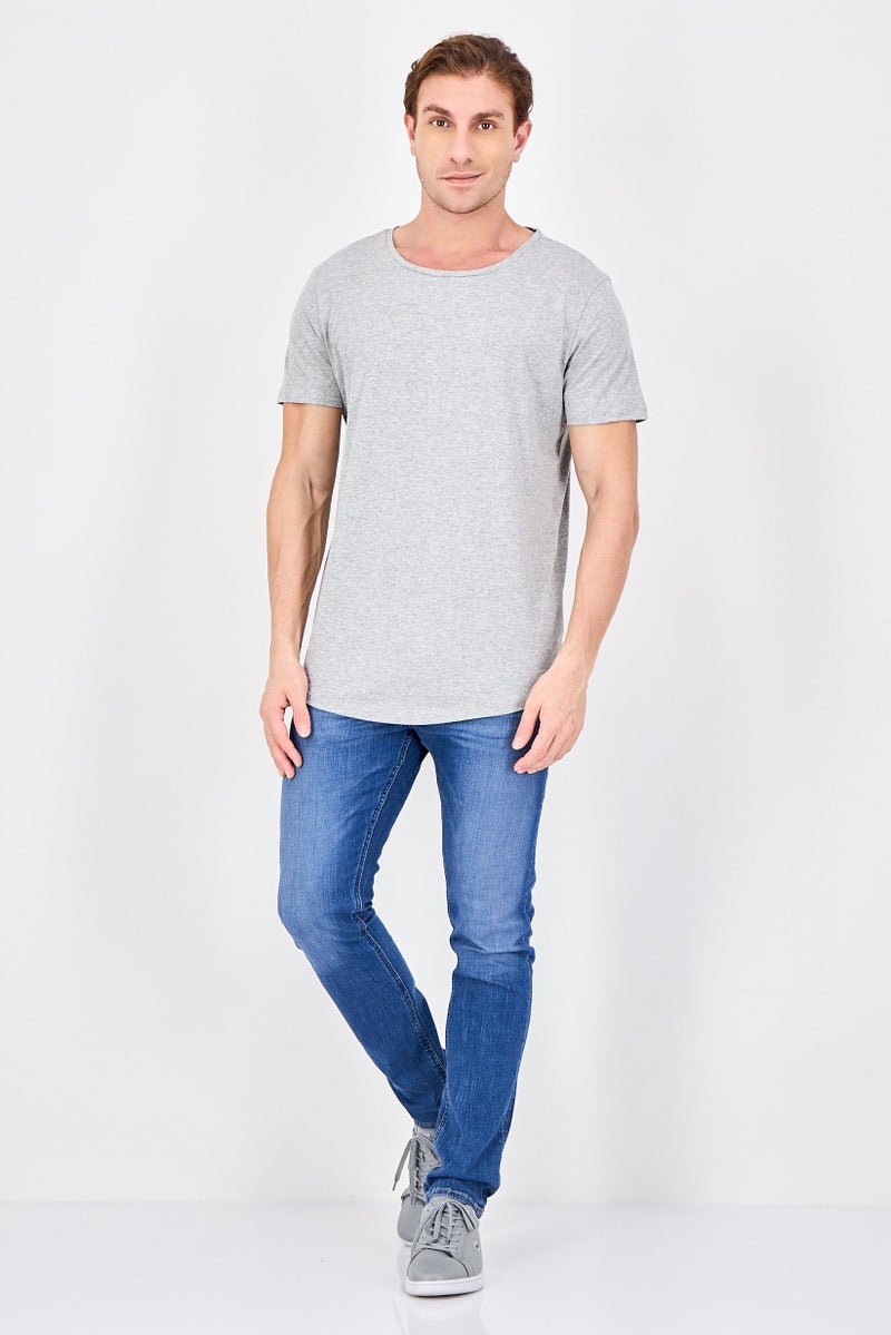 LEE Men Round Neck Short Sleeve Heather T-Shirt, Heather Grey - Image 4