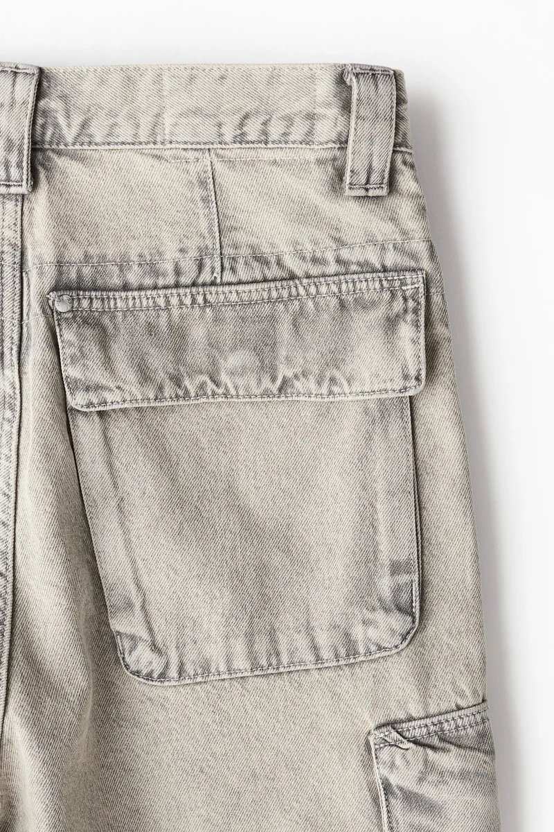 H&M Loose Denim Cargo Shorts