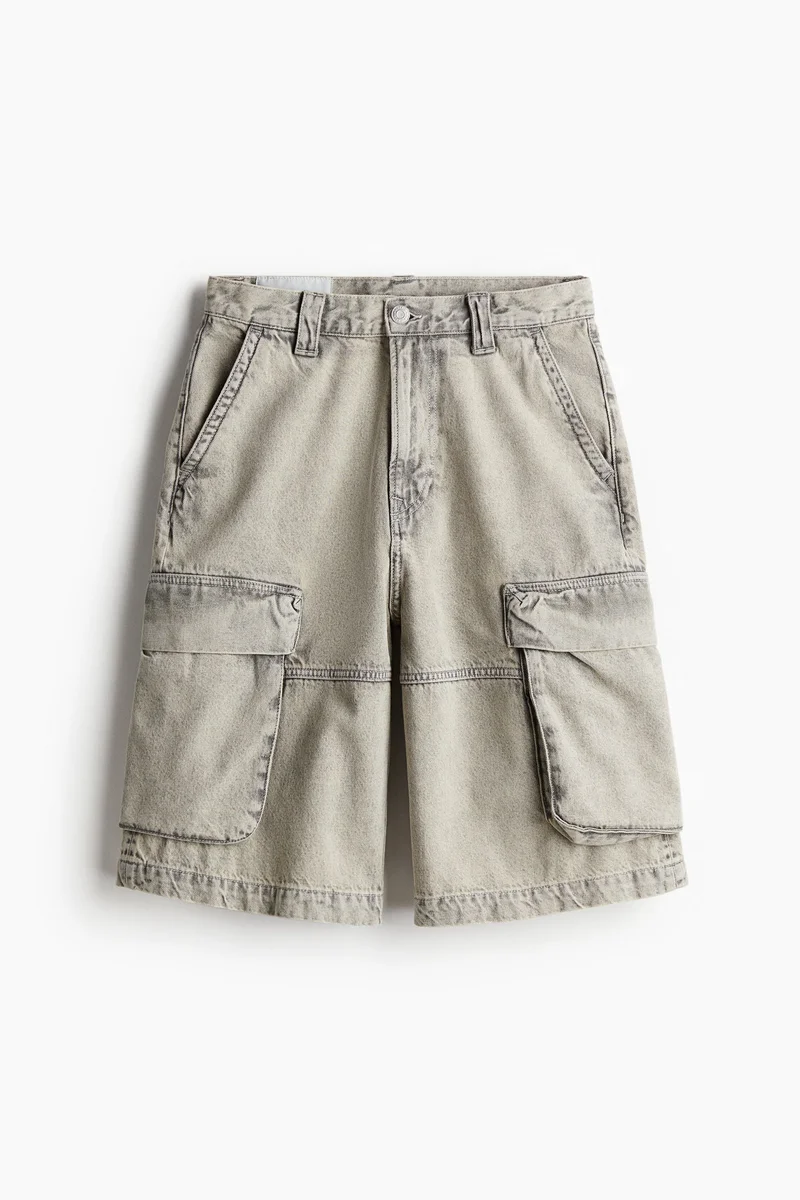 H&M Loose Denim Cargo Shorts