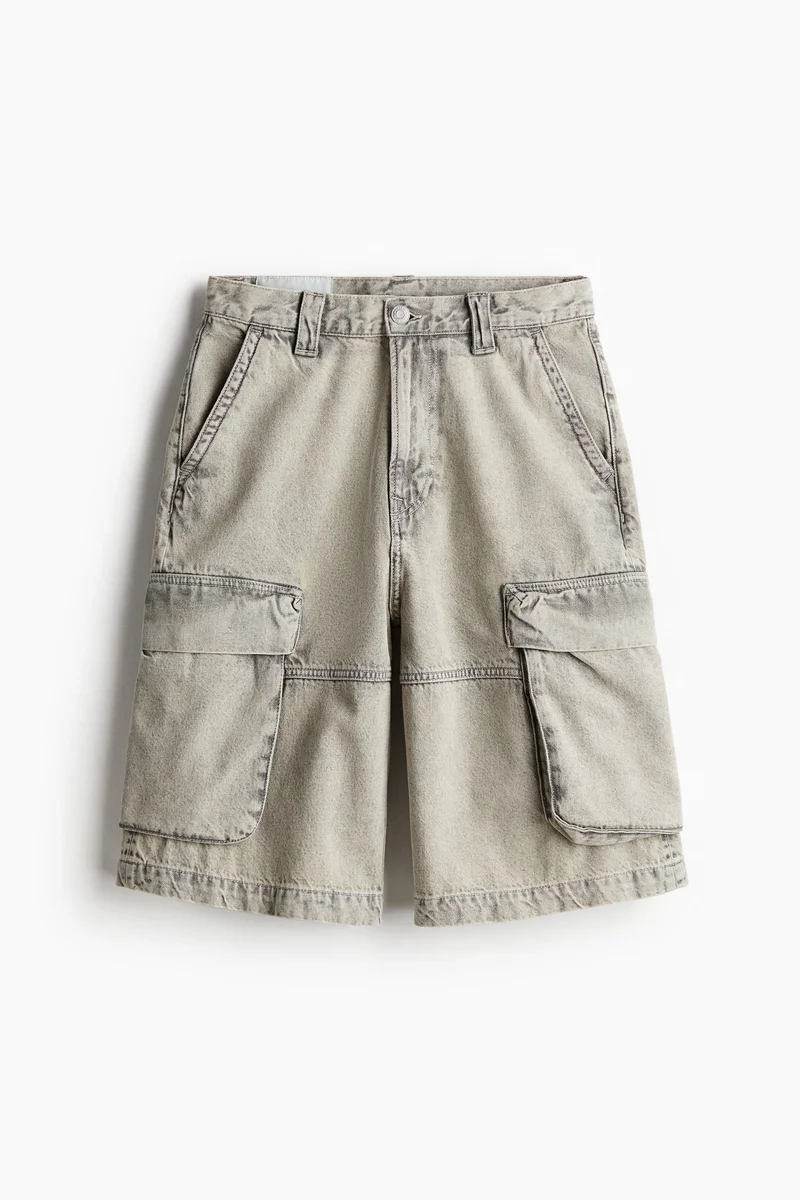 H&M Loose Denim Cargo Shorts