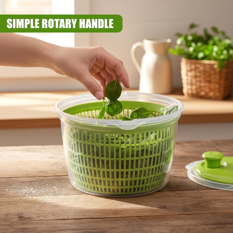 Geezy Salad Leaf Dryer Healthy Eating Large Salad Spinner Veggies Drainer Colander Plastic Bowl - Image 3