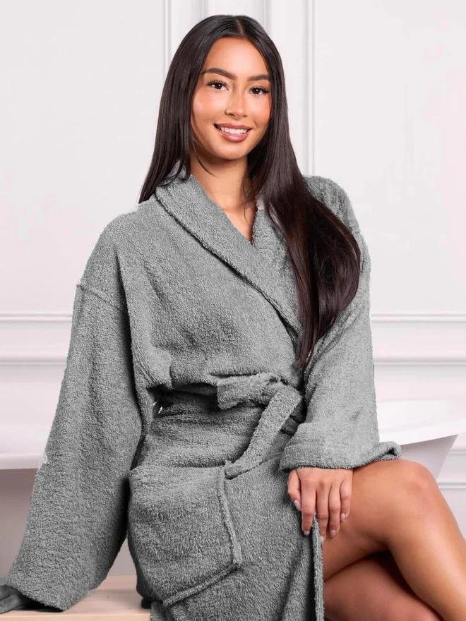 1Chase 1CHASE Luxury Ultra Soft Cotton Shawl Bathrobe
