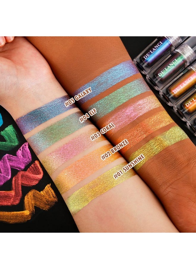 ecofavor - Liquid Multichrome Eyeshadow Intense Color Shifting Long Lasting High Pigmented With No Creasing Monochrome Colorful Glow Liquid Eye Shadow Quickly Drying Sparkle Shiny Eye Makeup For Beginners5… - Image 1