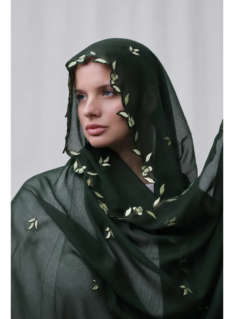 Ophelia green Embroidery Hijab – Elegant Embroidered Modest Hijab for Women for Women | Best Price UAE