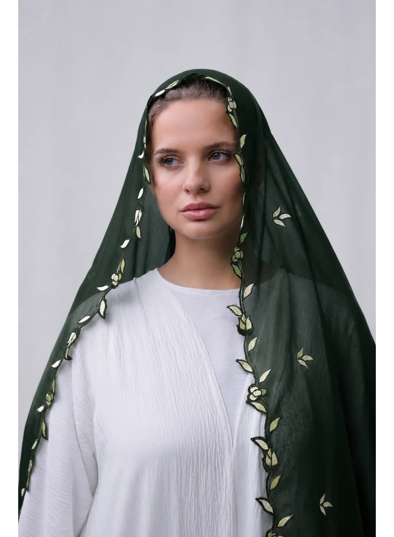 Ophelia green Embroidery Hijab – Elegant Embroidered Modest Hijab for Women for Women | Best Price UAE
