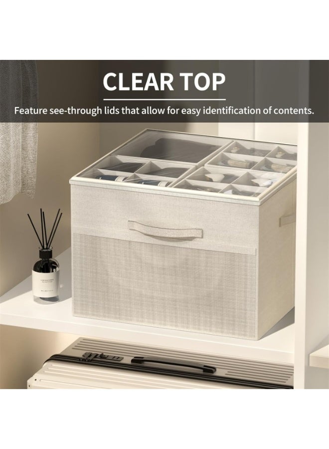 فالمر منظم أحذية للخزانة، يتسع لـ 16 زوجًا، حاويات تخزين كبيرة لصناديق الأحذية، صناديق تخزين أحذية شفافة قابلة للطي مع دعم سفلي، حامل أحذية موفر للمساحة مع مقابض معززة - بيج - Image 3