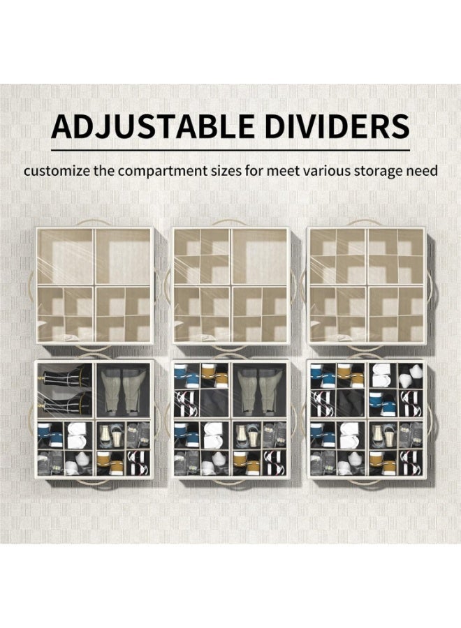 فالمر منظم أحذية للخزانة، يتسع لـ 16 زوجًا، حاويات تخزين كبيرة لصناديق الأحذية، صناديق تخزين أحذية شفافة قابلة للطي مع دعم سفلي، حامل أحذية موفر للمساحة مع مقابض معززة - بيج - Image 2
