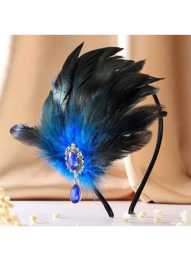 GENBREE Enbree 1920S Flapper Headband Black Feather Headpiece Feather Hair Hoop Feather Headwear Cocktail Party Hair Accessories For Women And Girls  - Image 2