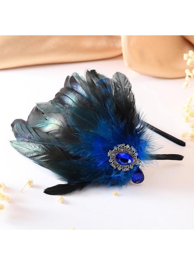 GENBREE Enbree 1920S Flapper Headband Black Feather Headpiece Feather Hair Hoop Feather Headwear Cocktail Party Hair Accessories For Women And Girls  - Image 4