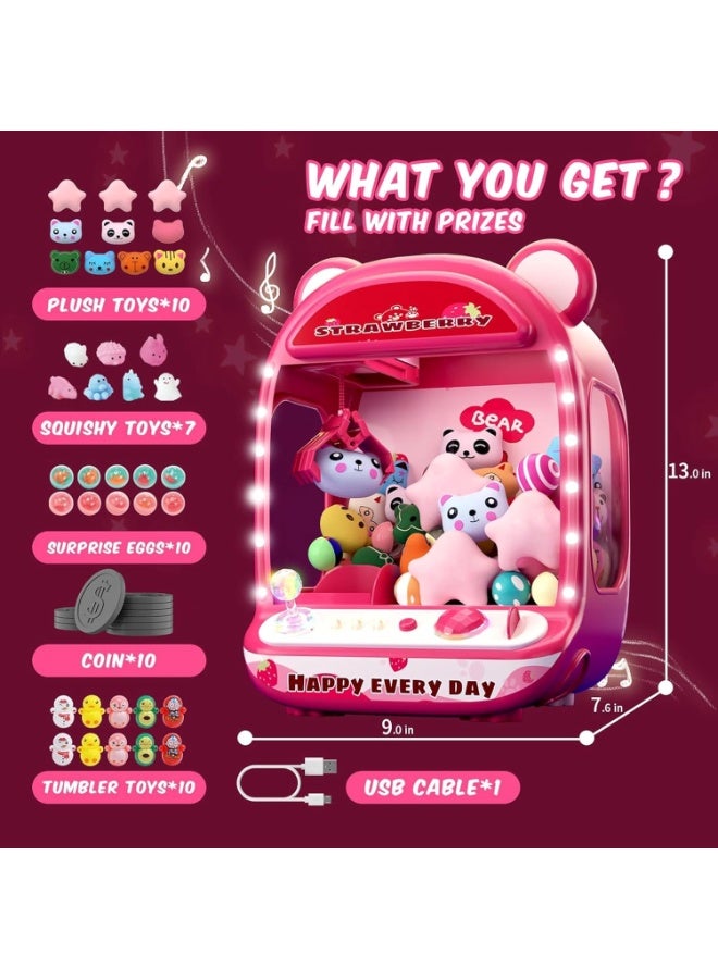 MAGIC VAULT لعبة آلة المخالب للأطفال مع صوت وأضواء – آلة بيع حلوى أوتوماتيكية، موزع جوائز يونيكورن وألعاب محشوة، تعمل بالبطارية/USB، هدايا عيد ميلاد (أحمر) - Image 2