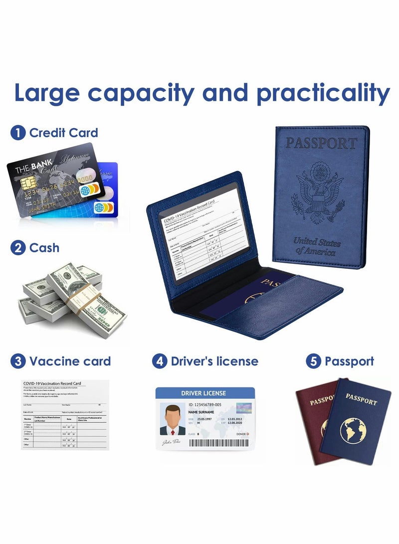 PU Leather Passport Holder with Vaccine Card Slot, Waterproof Travel Case for Men and Women, Stylish Passport Cover - Image 4