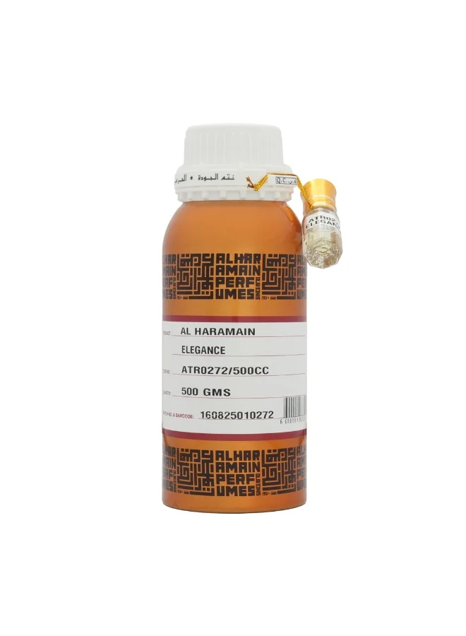 الحرمين عطر الحرمين إيليغانس 500 مل زيت عطري نقي خالٍ من الكحول | عطر فاخر للجنسين بنفحات شرقية وزهرية