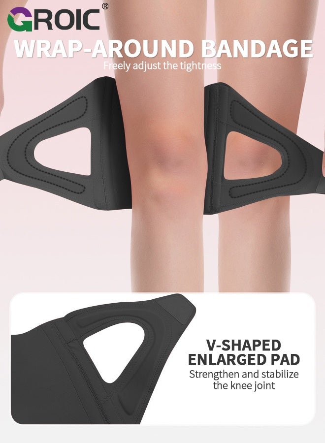 GROIC 1PC Adjustable Knee Brace with Cross Straps, Sports Knee Support, Athletic Knee Protector, Sided Flexible Springs, for Pain Relief, Sports, Running, Hiking, Basketball, Jumping - XL - Image 4